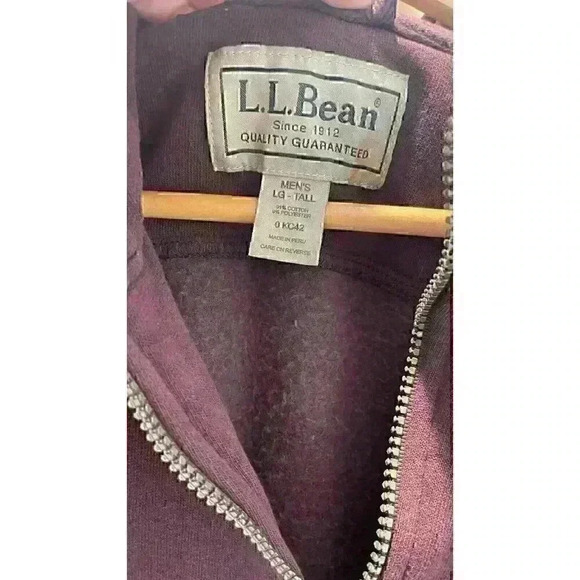 LL BEAN Mens LG-TALL 1/4 Zip Maroon Pullover Sweater - Picture 3 of 9